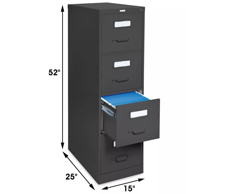 Archivero Vertical - Carta, 4 Cajones, Negro